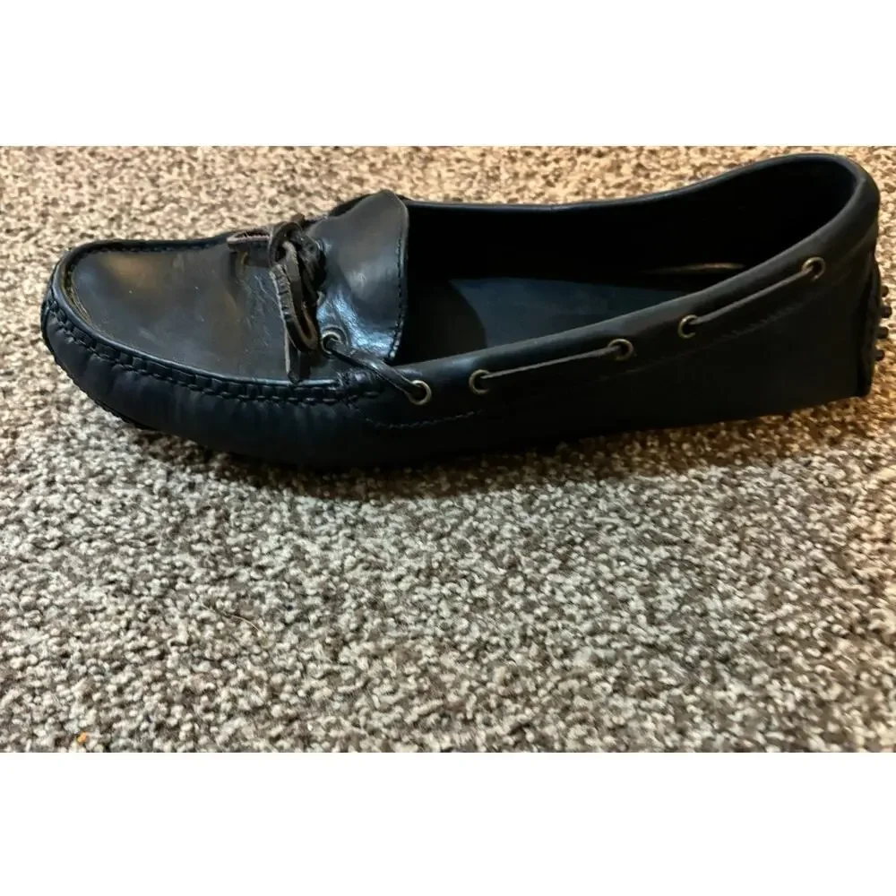 Cole Haan Mens Boat Shoes Slip On Loafers Real Black Leather Moccassins Size 9.5